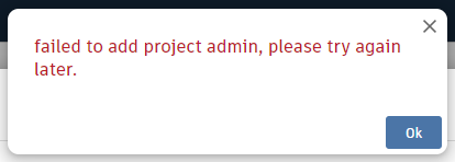 "Failed to add a project admin" when activating service on a new ...