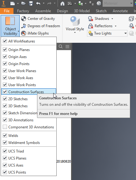 Surfaces of imported models are not visible in an Inventor assembly