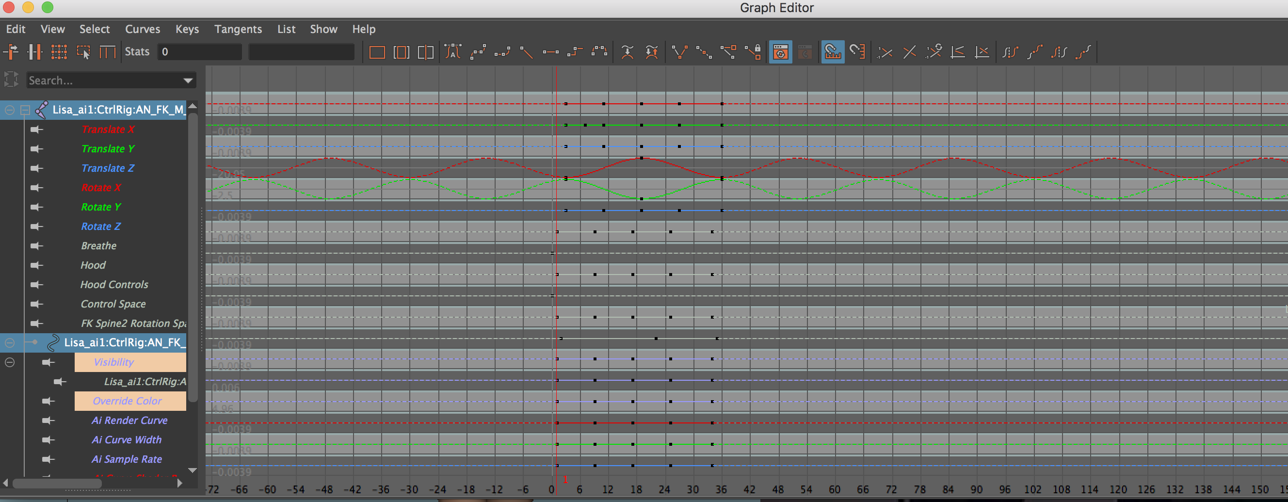 Graph editor shows grey boxes around curves in Maya