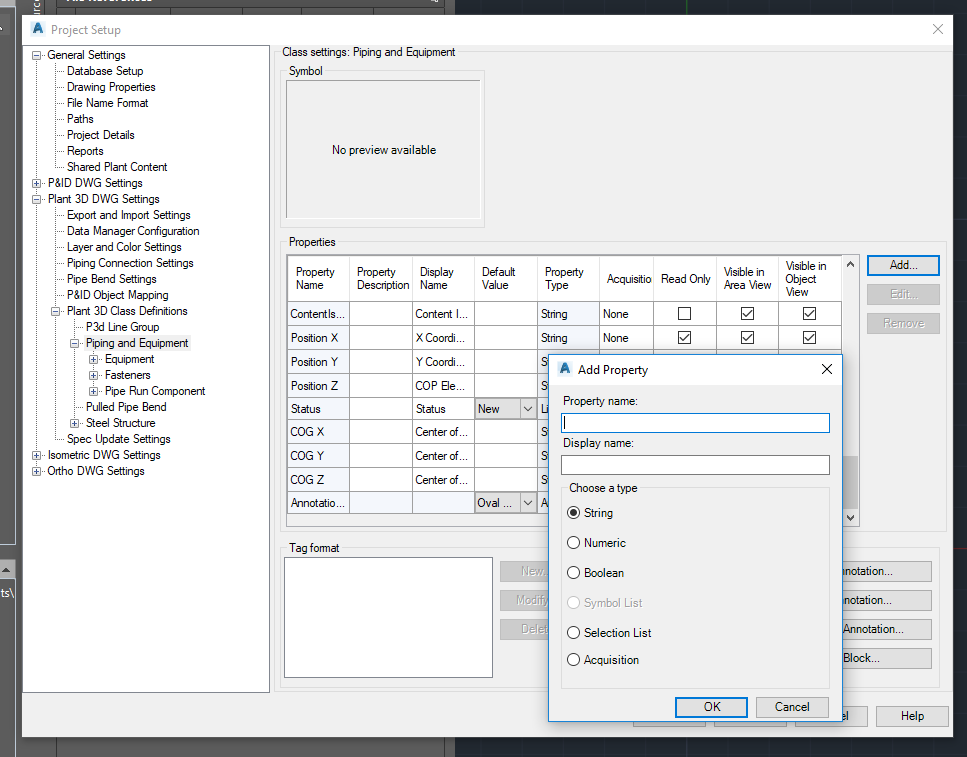 How to export and import custom property settings from Plant 3D project