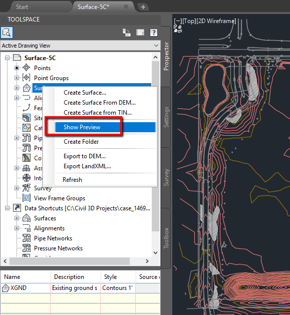 How to preview Civil 3D objects in the Toolspace Civil 3D 2019