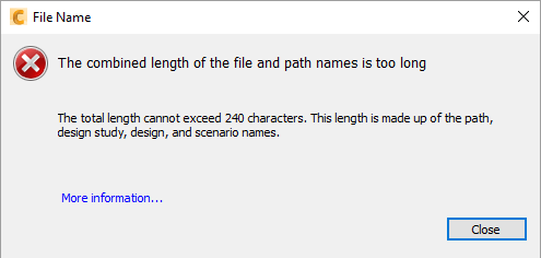 The combined length of the file and path names is too long in Autodesk CFD