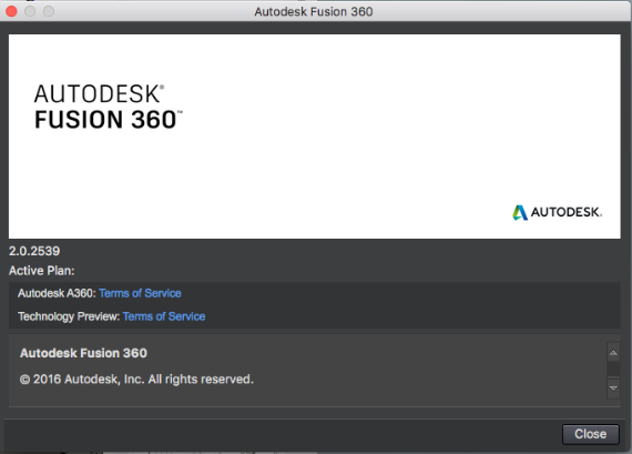 About section dialog window