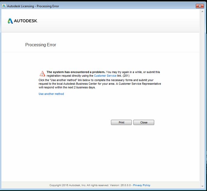 Processing Error When Trying To Activate Perpetual Subscription License Autocad 18 Autodesk Knowledge Network