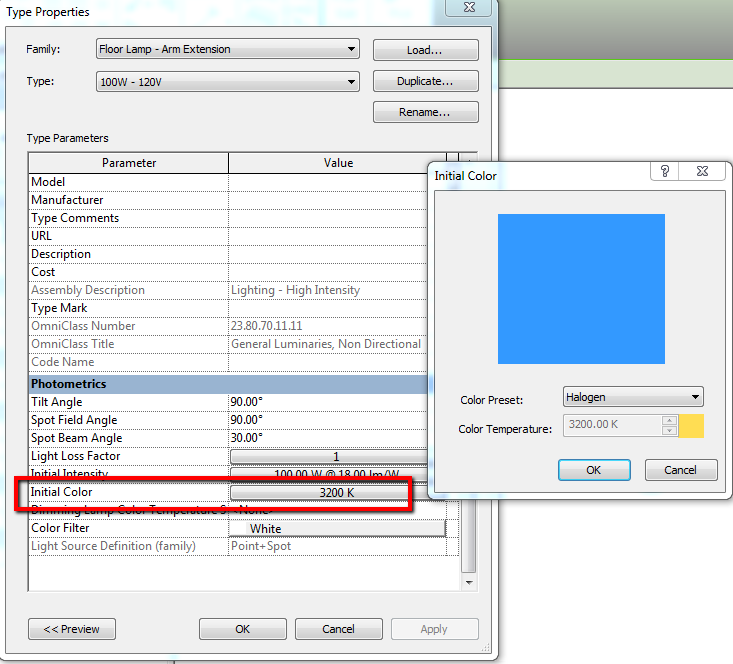 Revit Fatal error when changing the initial color of a light