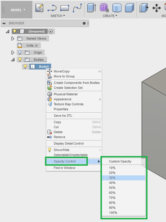 transparency - Making a mesh transparent or decreasing opacity so