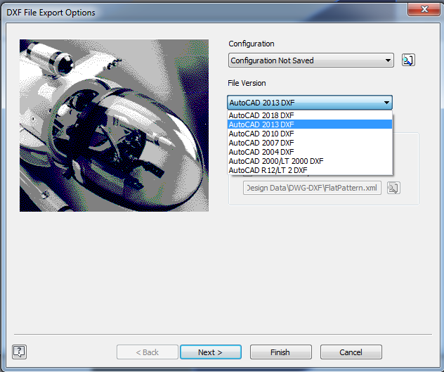 How to export a part face in dwg or dxf format