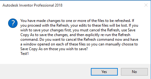 Inventor File cannot be saved after using Refresh