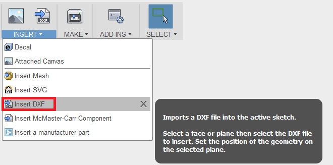 How to insert / import / open DXF files in Fusion 360