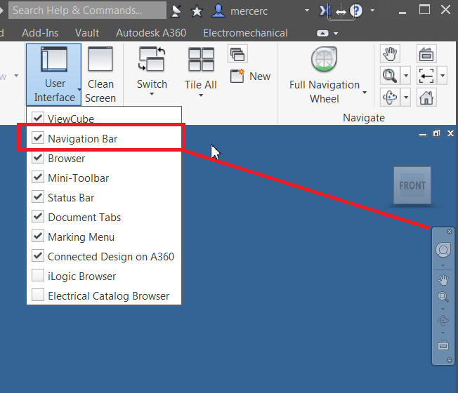 Inventor Navigation Bar Is Missing Inventor Autodesk Knowledge