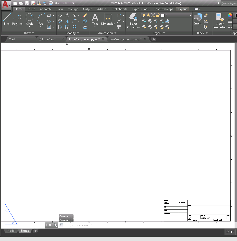コピーを名前を付けて保存]コマンド後に AutoCAD で Inventor DWG を