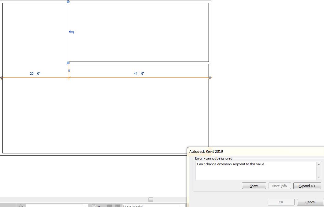 Changing a temporary dimension value in Revit leads to error 