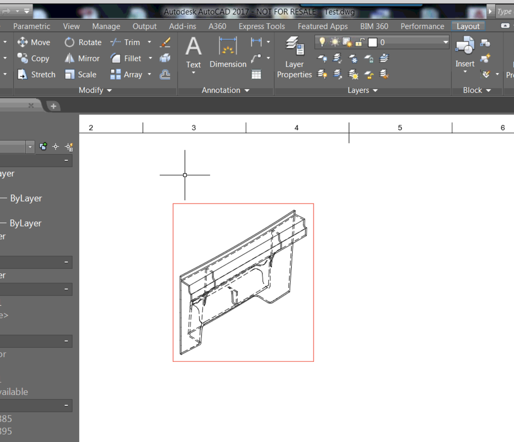 Red box around view in DWG file exported from Fusion 360