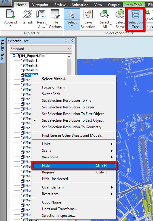 Navisworks NWFファイルでDWGを完全に非表示、ロック、削除する方法