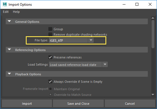 Unable to import IGES into Maya 2017