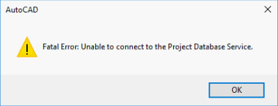 "Unable to connect to the project database service " error appears when ...