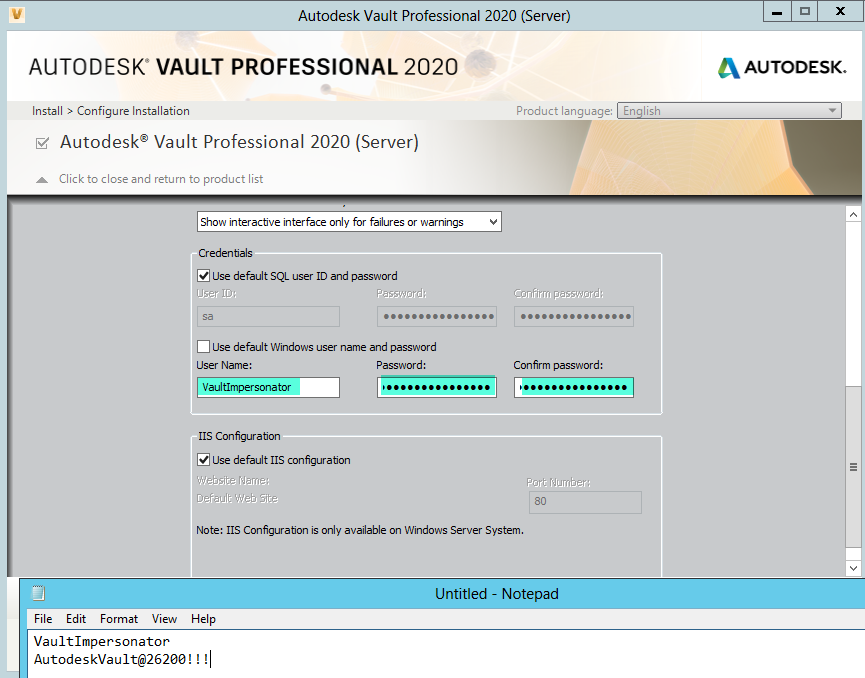 "Please configure the following passwords... is invalid or does not