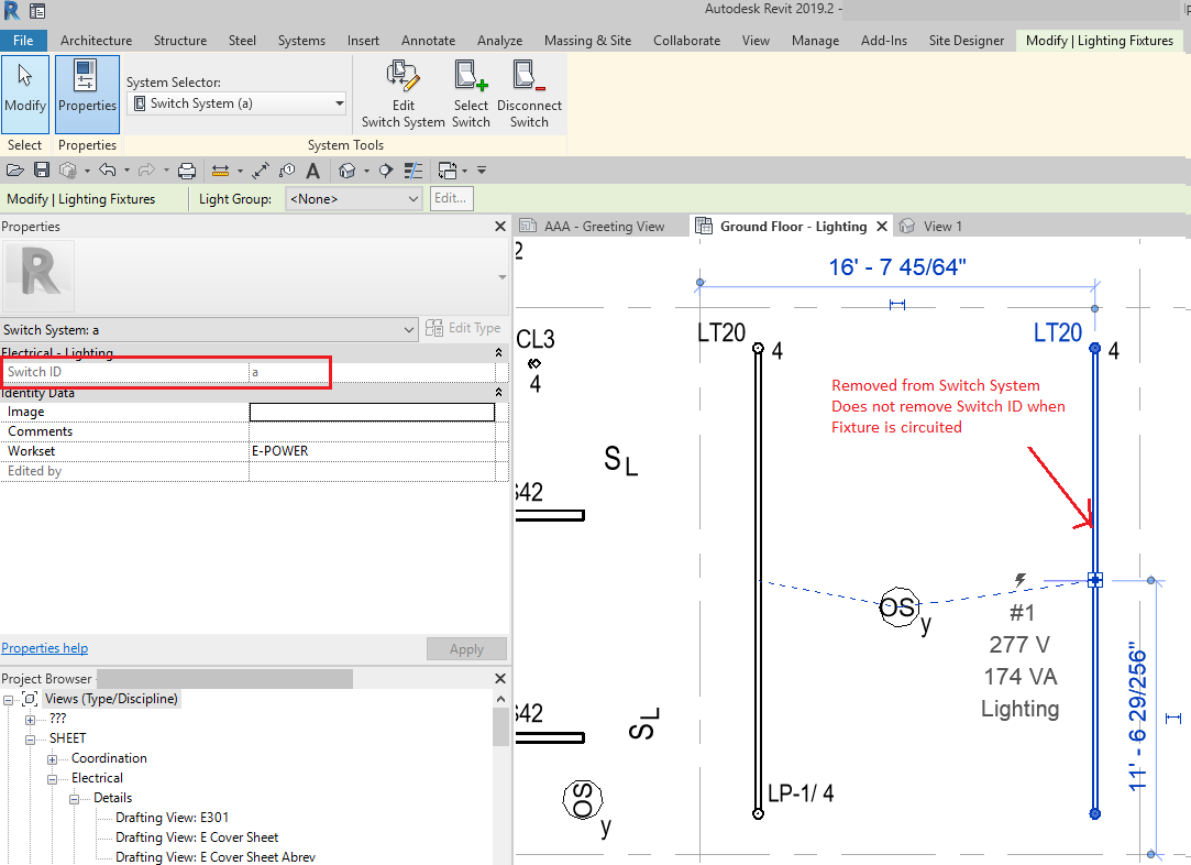 Light is not removed from Electrical Switch System in Revit Revit