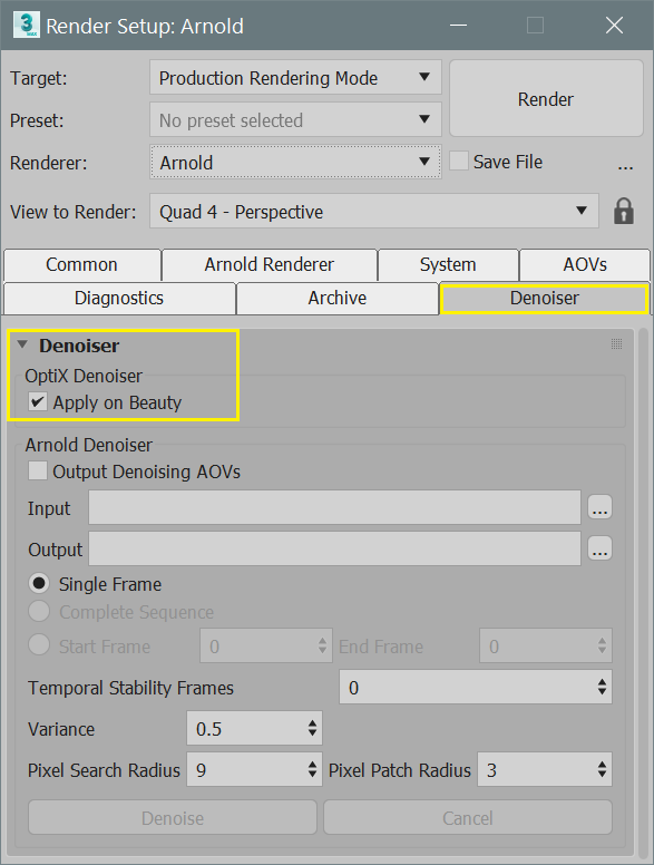 Does Arnold allow frame render times to be specified, like the ART