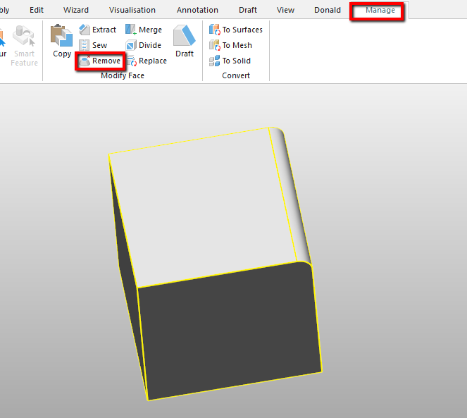 How to remove faces from a solid model in PowerShape.