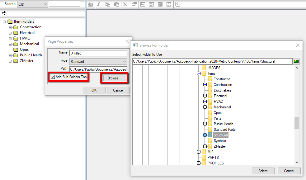 Item Folders are missing in Fabrication products
