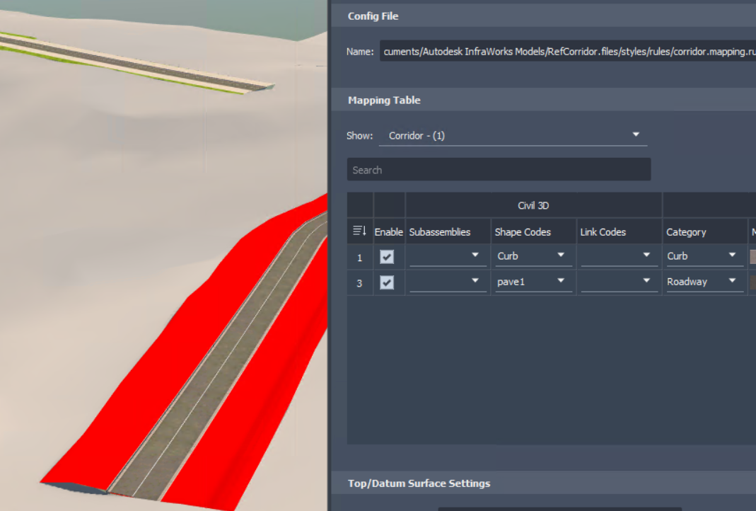 Corridor exchange with Civil 3D - material mapping does not work with ...