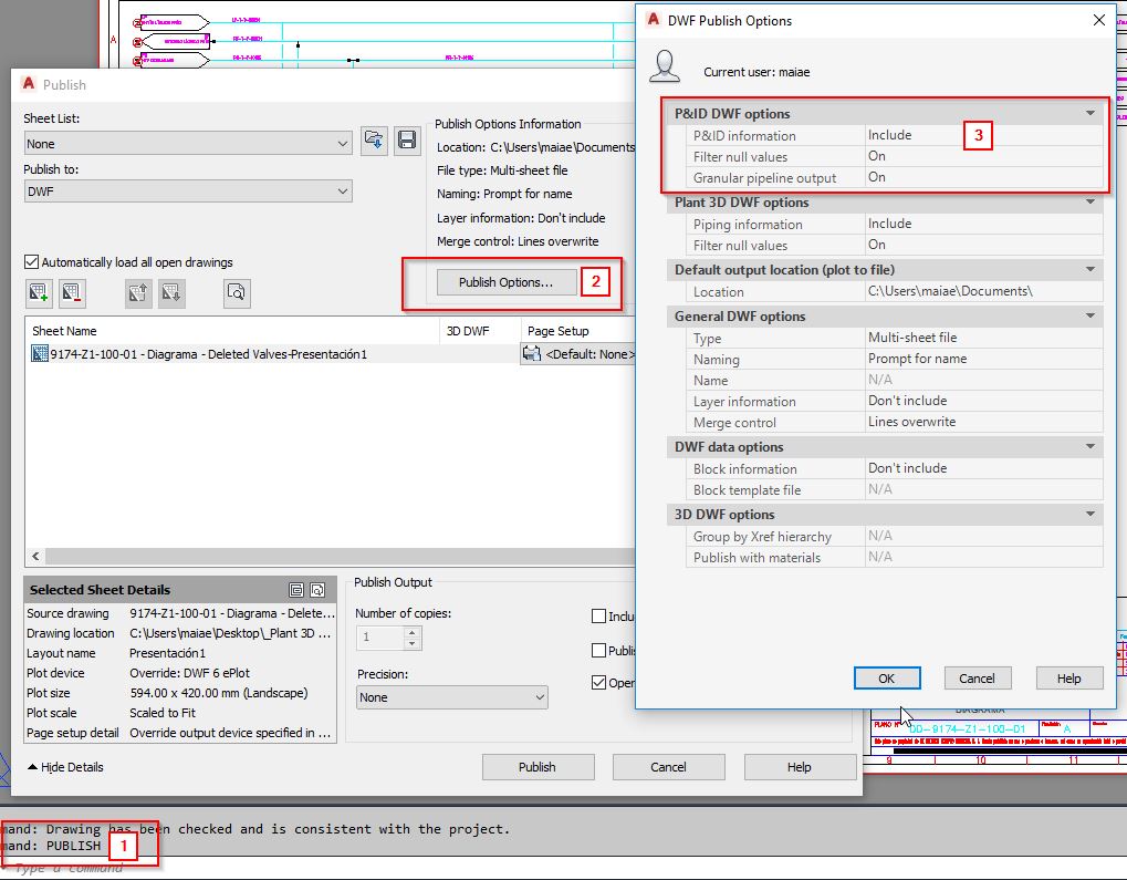 When publishing a DWF file from AutoCAD Plant 3D the P&ID info is not ...