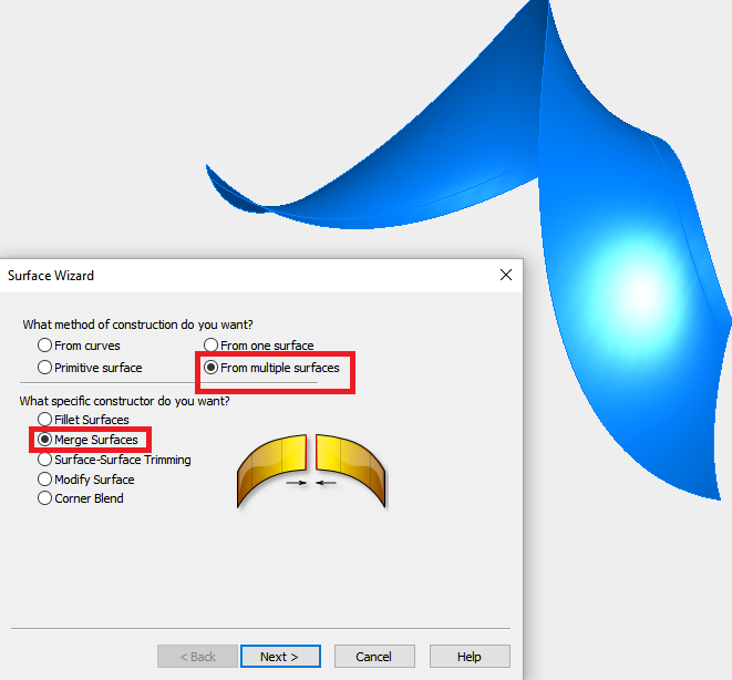 How to merge multiple surfaces into a single surface in FeatureCAM