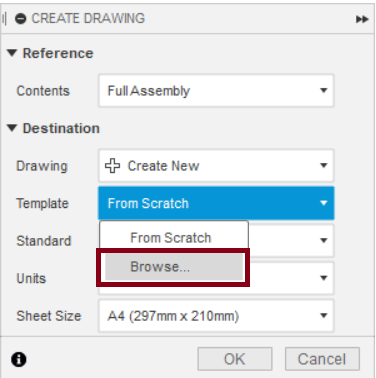 How to use a custom drawing template in Fusion