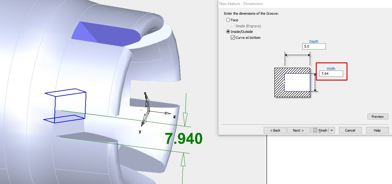 How to create a slot around the index axis using a Side mill tool in