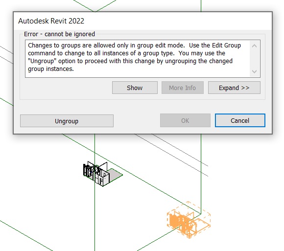 "Changes To Groups Are Not Allowed..." Exporting Model To IFC Selecting ...