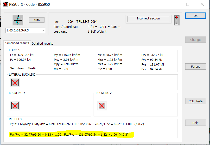 Vérification des barres par rapport à l'effort tranchant dans Robot