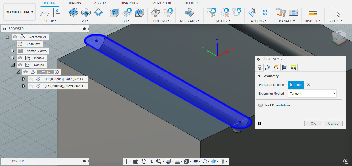 How to create a toolpath for an open slot in Fusion Manufacture