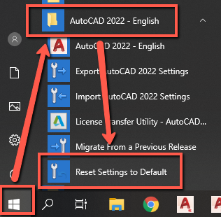 how to reset default settings in autocad