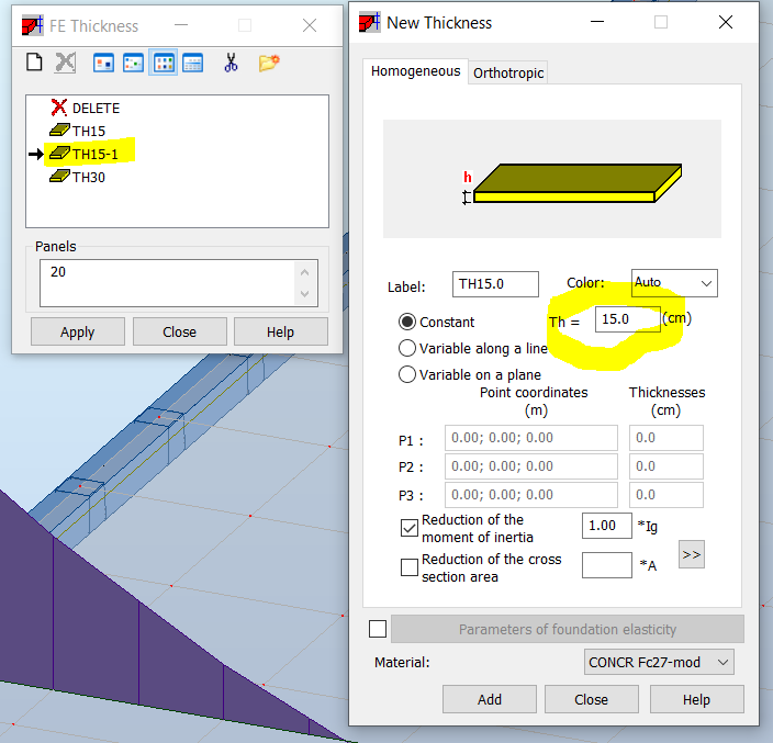 Unexpected bending moment diagram shape for slab fixed on edge in Robot