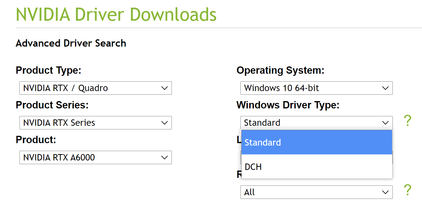 Nvidia windows discount driver type standard