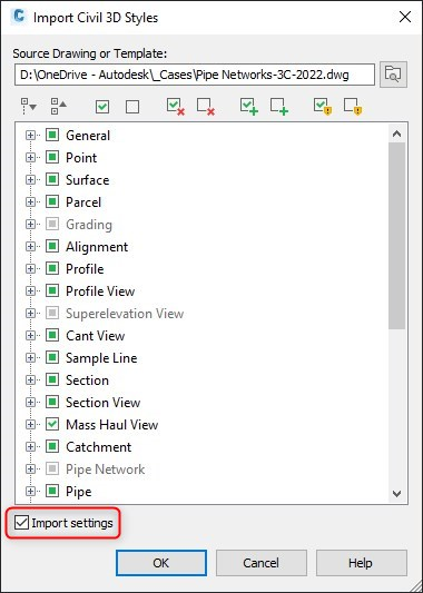 How to copy a style from one drawing to another drawing in Civil 3D