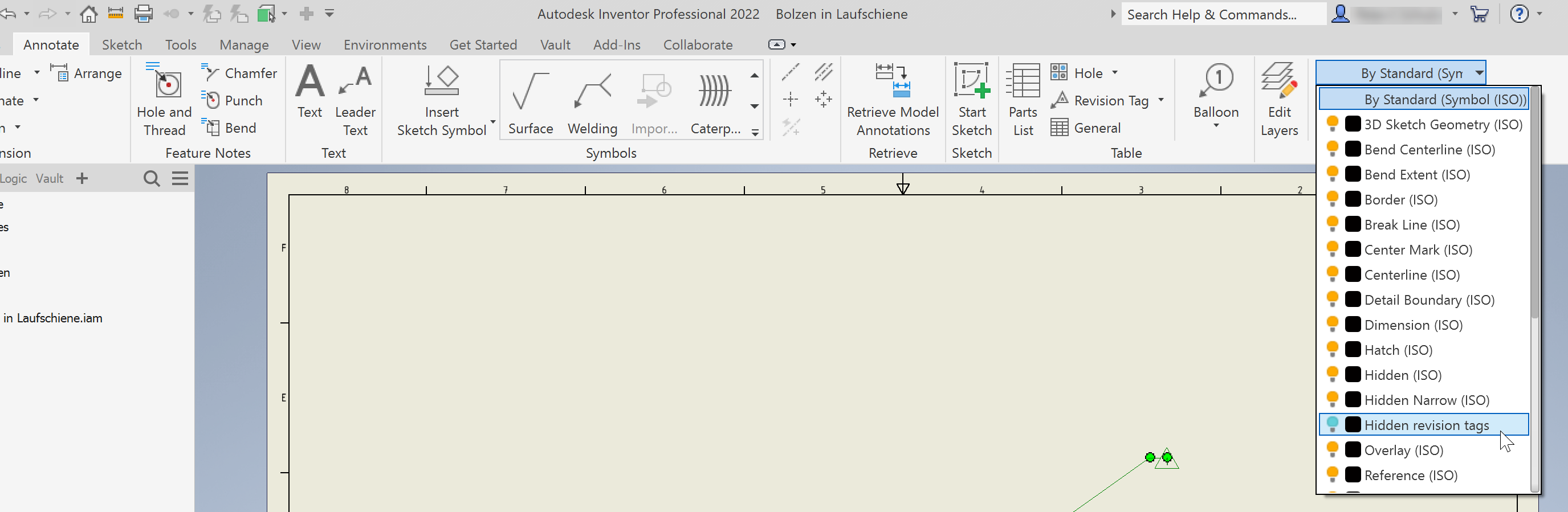 Hide revision tags when a new row is added to the revision table in Inventor Inventor