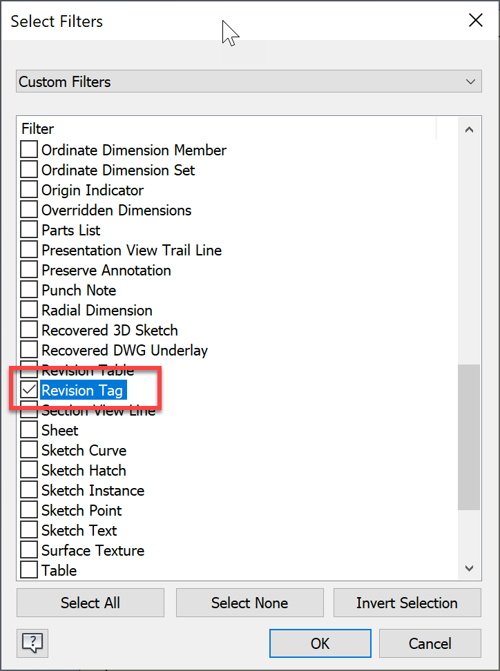 Hide revision tags when a new row is added to the revision table in Inventor