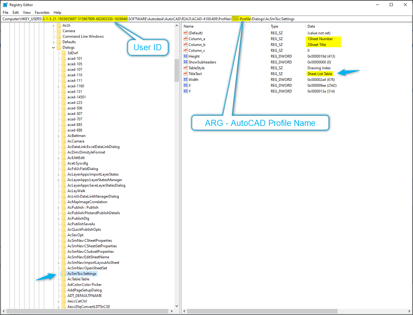 Where to change Sheet Index table defaults for title and column headers ...