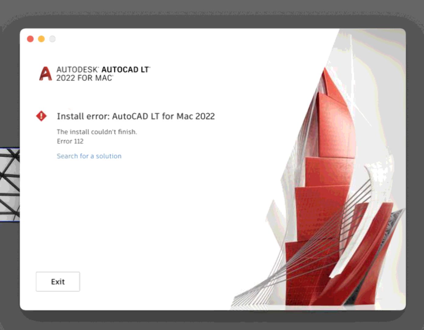 Install error AutoCAD for Mac The install couldn t finish Error