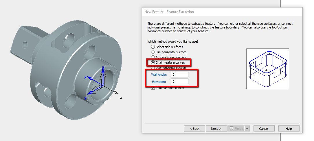 How to recognize features from odd shaped surfaces in FeatureCAM