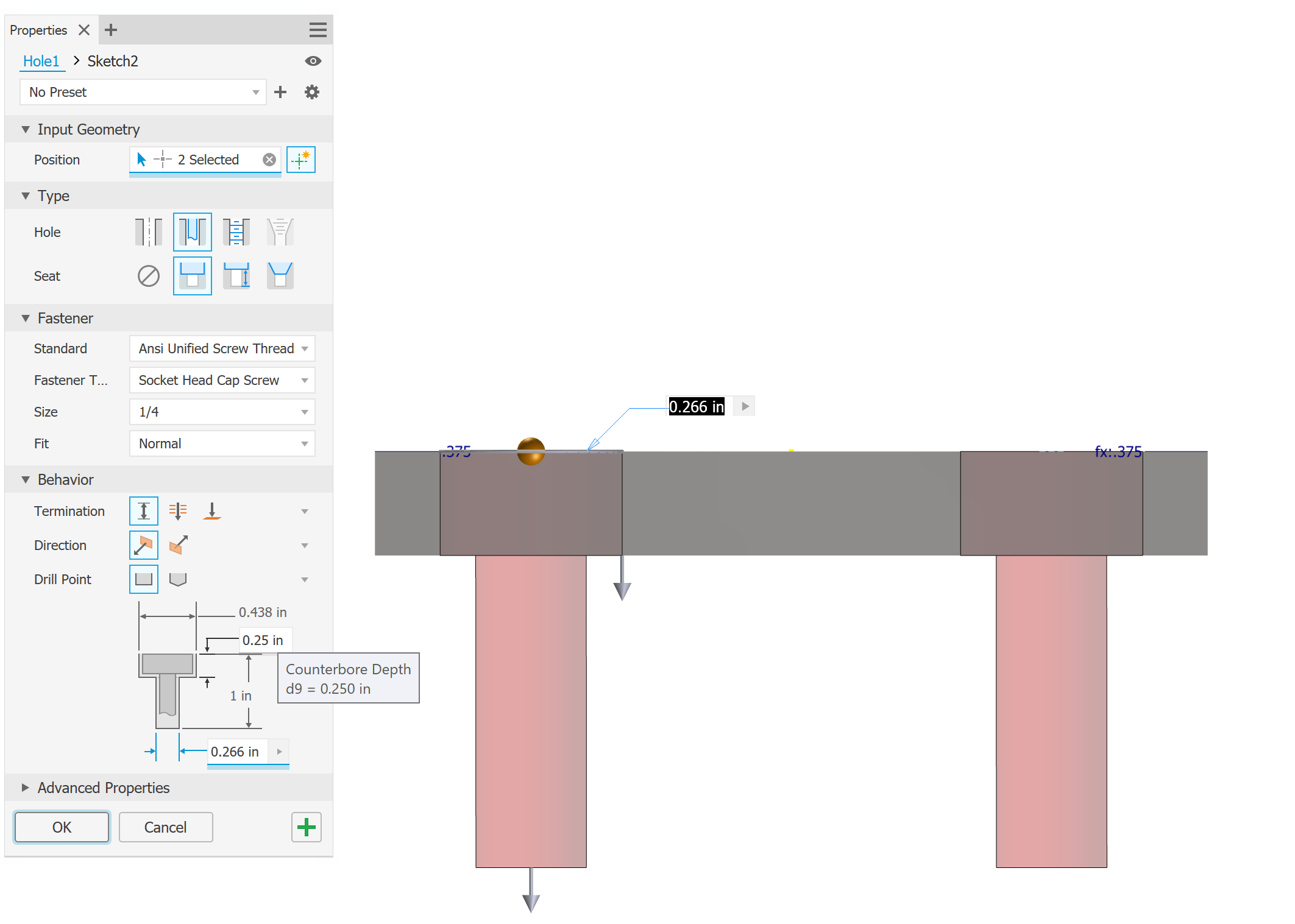 While using Inventor the tolerance window does not place dimension on