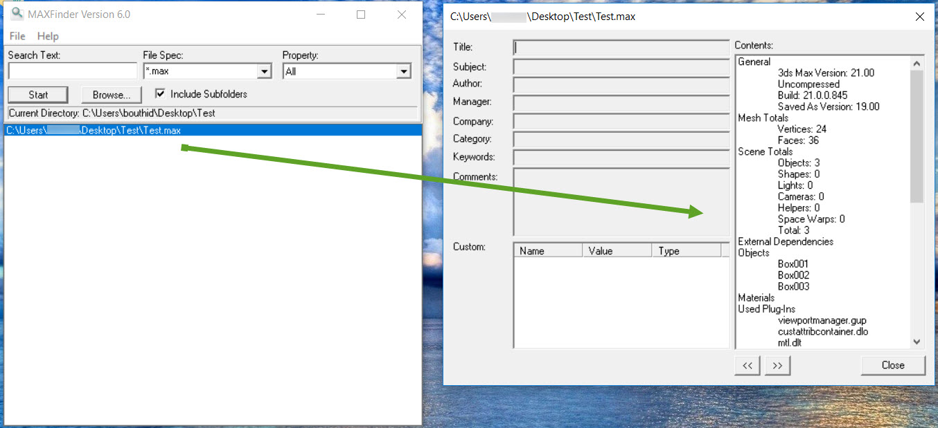 How to find specific information about a MAX scene file without opening ...