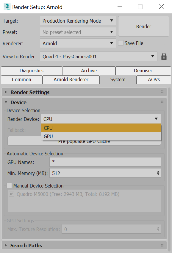 Differences GPU and rendering in 3ds Max