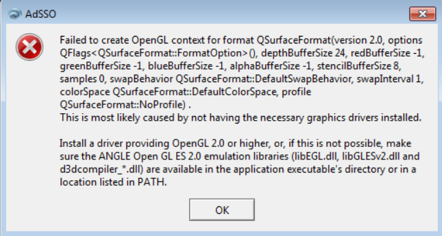 roblox studio error failed to create opengl