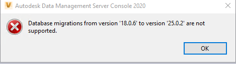 "Database Migrations From Version Xx.x.x To Xx.x.x Are Not Supported ...