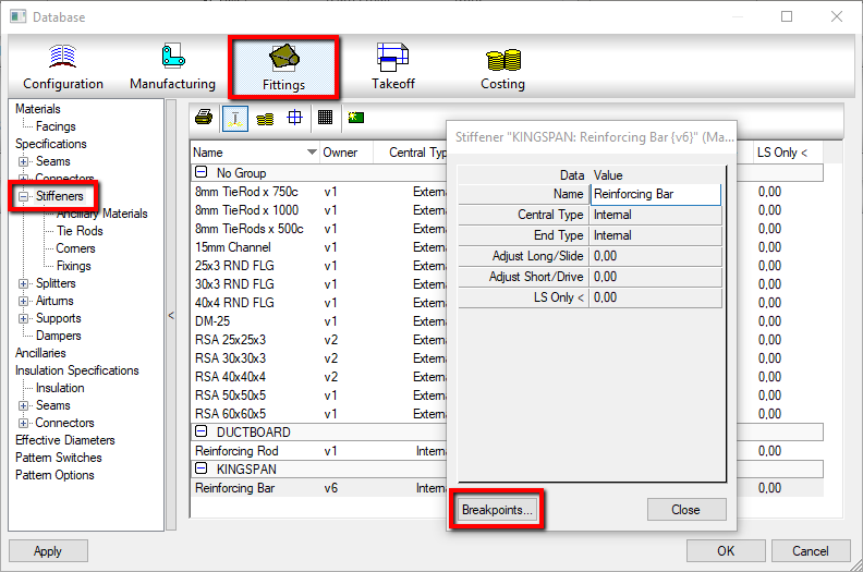 How to configure the Stiffener Tie Rods offset in CAMduct Fabrication