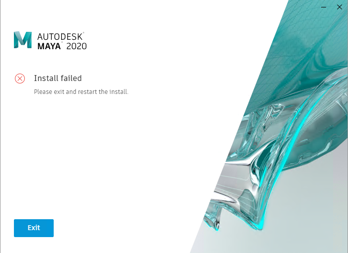 "Install Failed" when installing Maya 2020