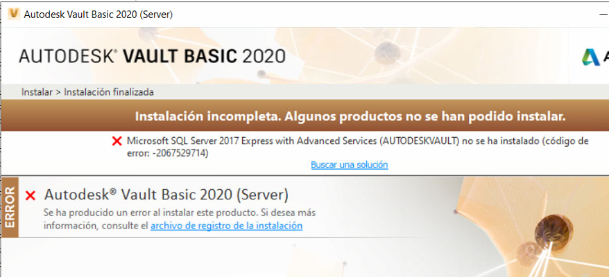 Microsoft SQL Server 2017 Express...was not installed...(Error Code:  -2067529714)